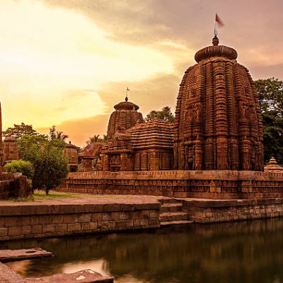 Ancient Indian stone Temple named Mukteswar temple in Bhubaneswar, India built centuries ago.